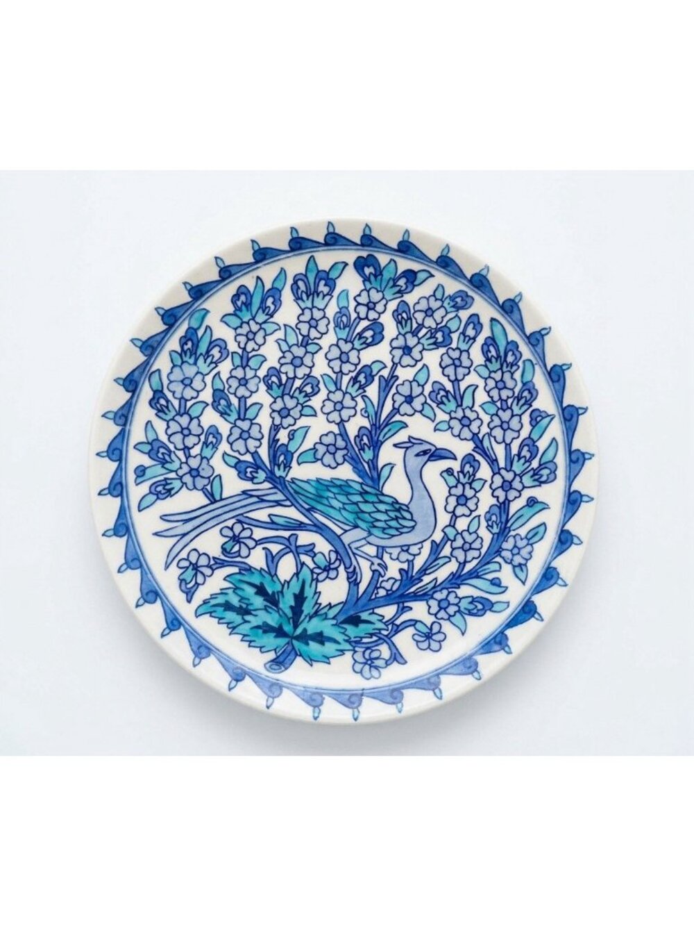 Altin Cini Turkish Iznik Peacock Ceramic Wall Plate 8.75” Hand Painted Kutahya